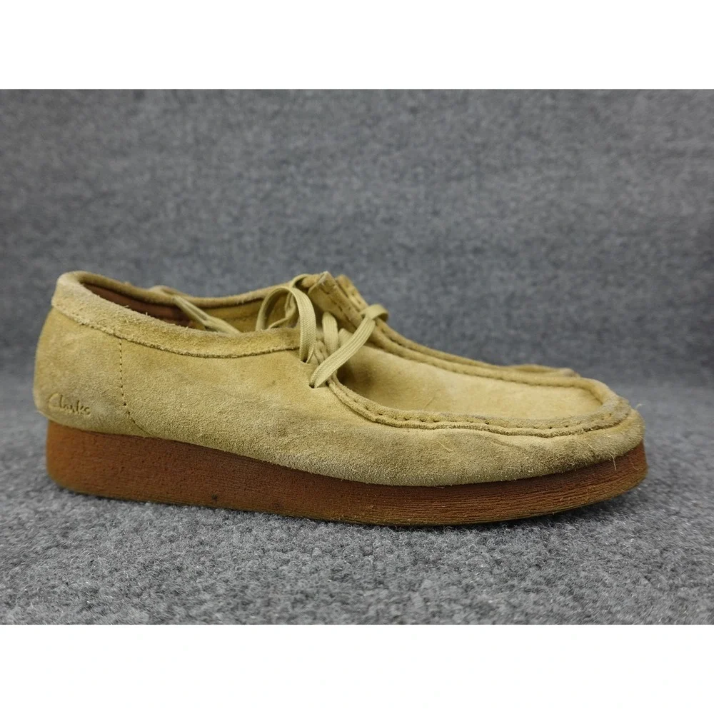 Clarks Wallabee Moccasin Shoes Mens Size 10 Tan Suede Crepe Sole Classic